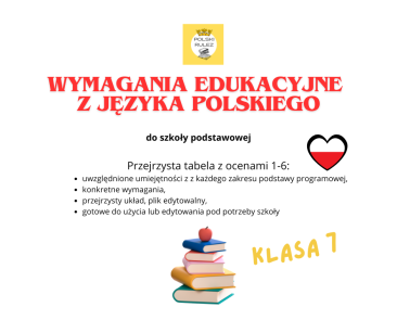 Wymagania edukacyjne z języka polskiego klasa 7
